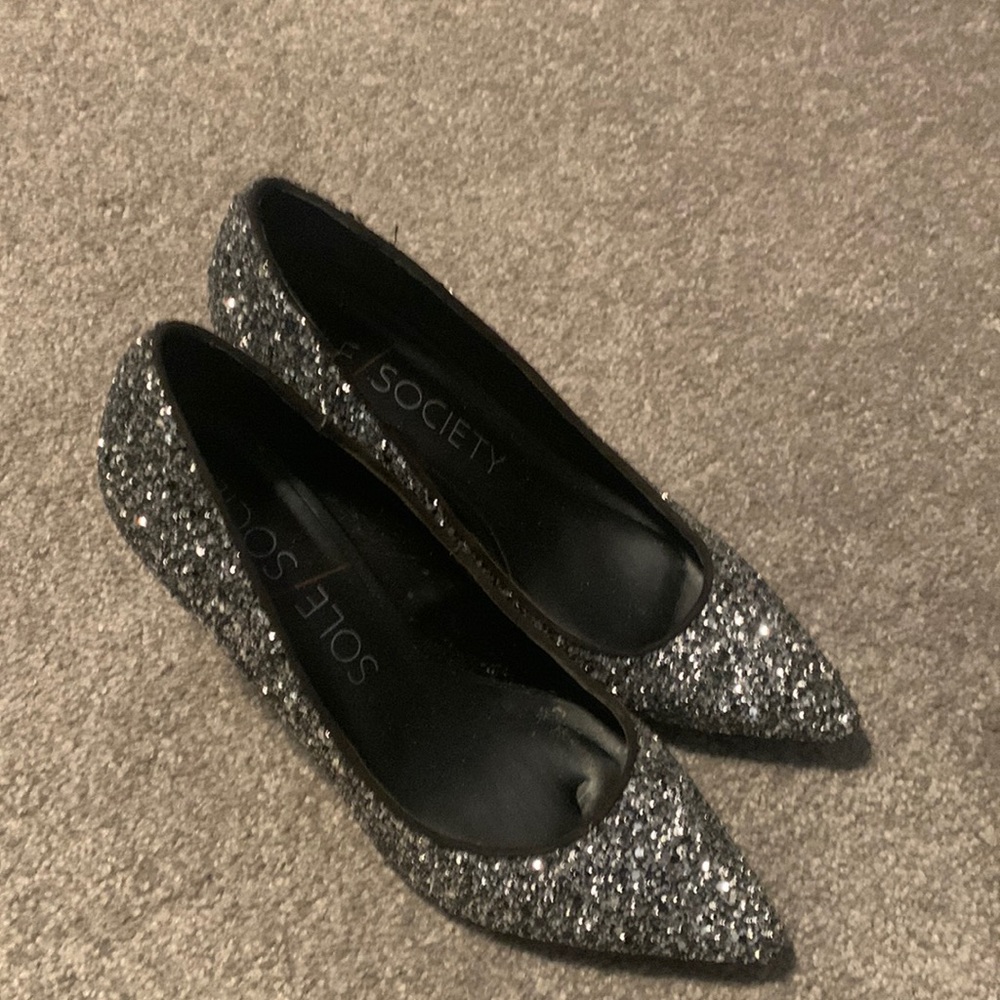 Sole Society Silver Glitter Heels